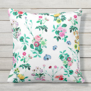 Belles fleurs florales colorées Coussin extérieur