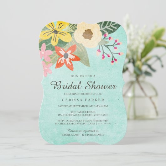 Belles fleurs Invitation de douche nuptiale (Debout devant)