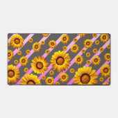 Belles fleurs jaunes sur gris, rayures roses (Recto)