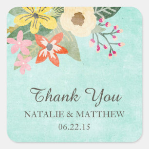 Belles fleurs Mariage Merci Favor Stickers