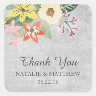 Belles fleurs Mariage Merci Favor Stickers