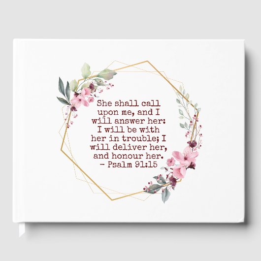 Belles fleurs Psaume 91 Anniversaire Livre d'or (Recto)