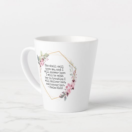 Belles Fleurs Psaume 91 Latte Mug (Angle gauche)