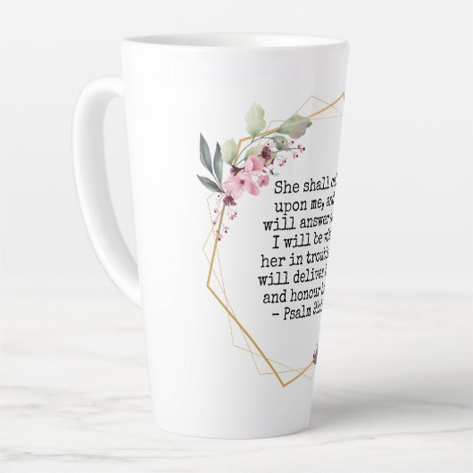 Belles Fleurs Psaume 91 Latte Mug (Angle gauche)