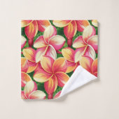 Belles fleurs rose tropicale sur vert de la forêt (Gant de toilette)