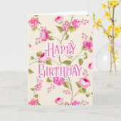 Belles fleurs roses - Bonne carte d'anniversaire (Fleur jaune)