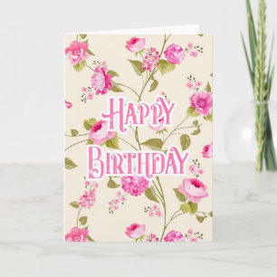 Belles fleurs roses - Bonne carte d'anniversaire
