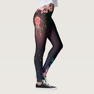 Belles fleurs roses fleurissent Leggings