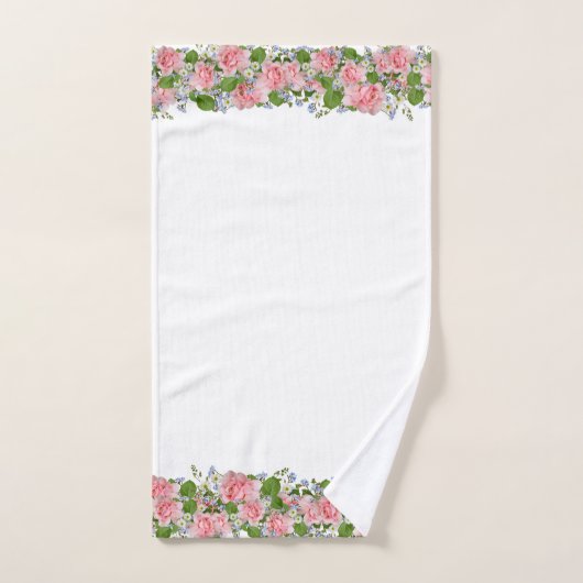 Belles fleurs roses sur blanc (Serviette à main)