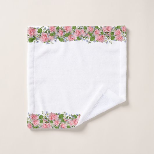 Belles fleurs roses sur blanc (Gant de toilette)