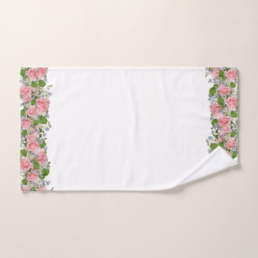 Belles fleurs roses sur blanc (Serviette à main)