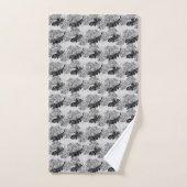 Belles fleurs roses sur des nuances de gris argent (Serviette à main)