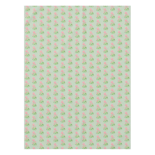 Belles fleurs roses sur nappes vert clair (Devant)