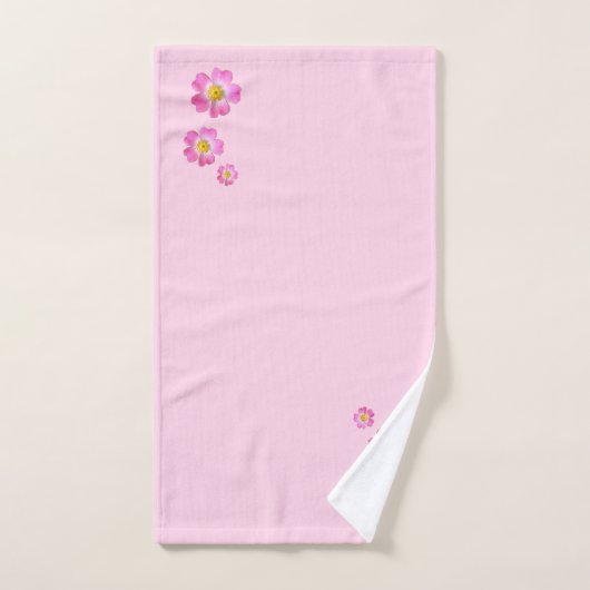 Belles fleurs roses sur rose clair (Serviette à main)
