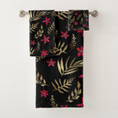 Belles fleurs rouges doré brillant feuille noir el (En situation)