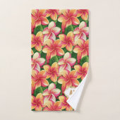 Belles fleurs tropicales roses et monogramme (Serviette à main)
