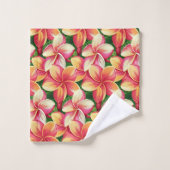 Belles fleurs tropicales roses et monogramme (Gant de toilette)