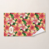 Belles fleurs tropicales roses et monogramme (Serviette à main)