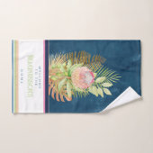 Belles fleurs tropicales sur coutume bleu batik (Serviette à main)