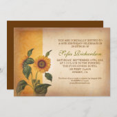 belles fleurs vintages de soleil invitations anniv (Devant / Derrière)
