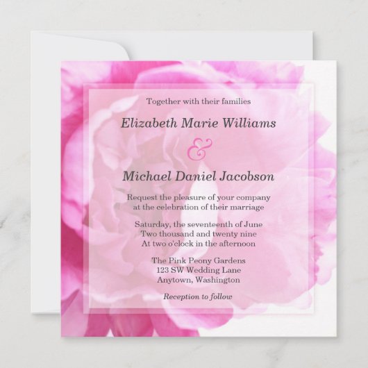Belles invitations à des mariages de pignons roses (Devant)