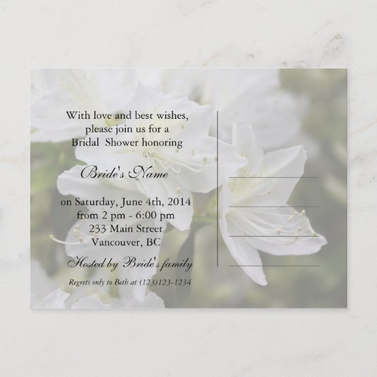 Belles invitations à la douche nuptiale fleurie (Dos)