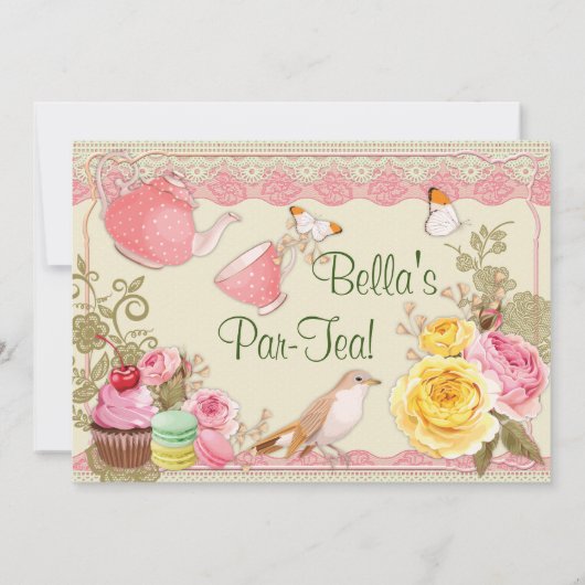 Belles invitations à la fête du thé (Dos)
