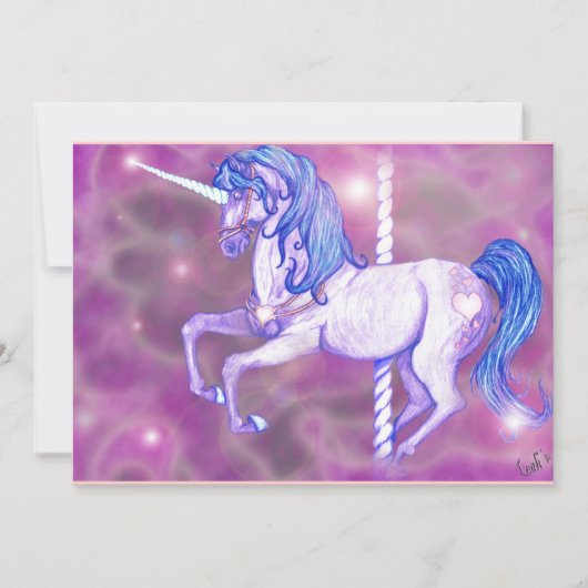 Belles invitations de licorne de carrousel (Devant)