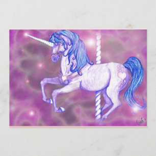 Belles invitations de licorne de carrousel