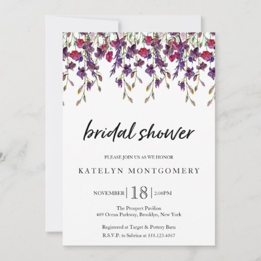 Belles invitations Fleurs sauvages de douche nupti (Devant)