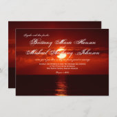 Belles invitations oranges rouges de mariage de (Devant / Derrière)