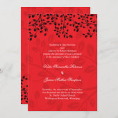 Belles invitations rouges et noires de mariage (Devant / Derrière)
