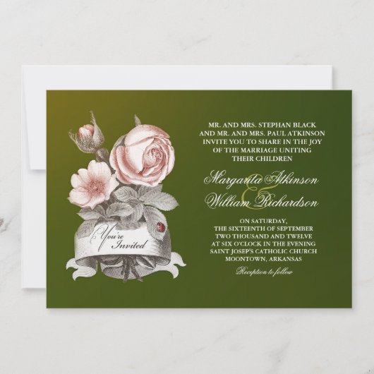 belles invitations vintages à mariage (Devant)