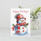 Belles Joyeuses Vacances Snowman Watercolor Cartes (Debout devant)