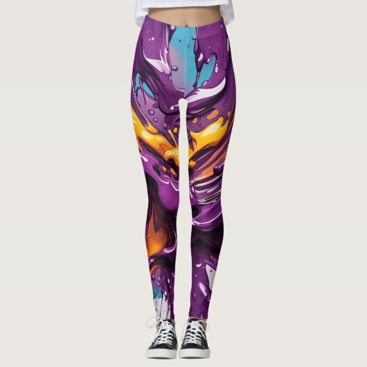Belles Leggings d'Art Abstrait Traditionnel (Devant)