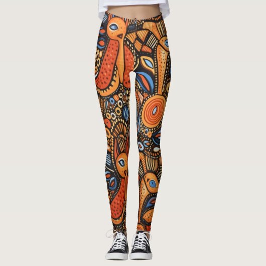 Belles Leggings d'Art Abstrait Traditionnel (Devant)