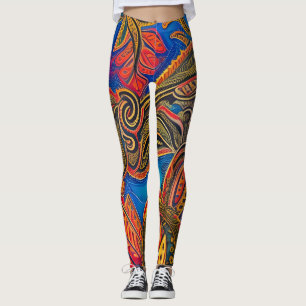Belles Leggings d'Art Abstrait Traditionnel
