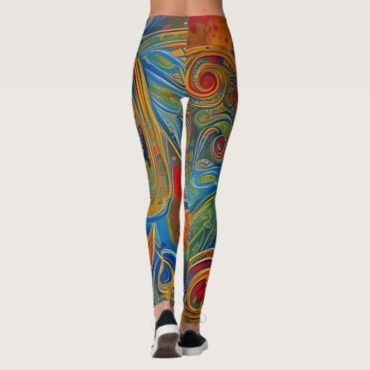 Belles Leggings d'Art Abstrait Traditionnel (Dos)