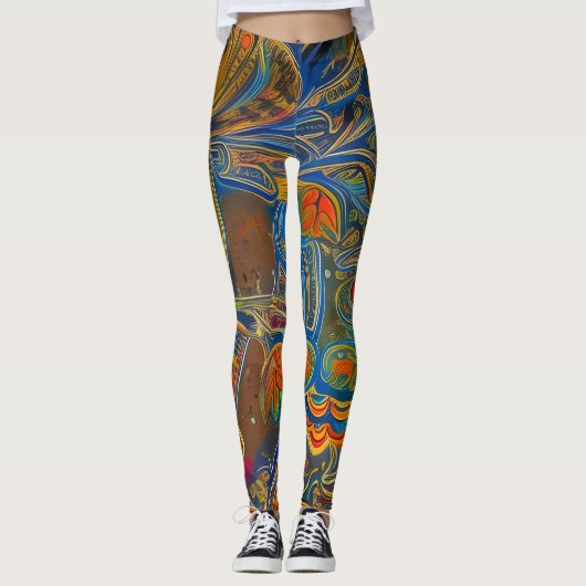 Belles Leggings d'Art Abstrait Traditionnel (Devant)