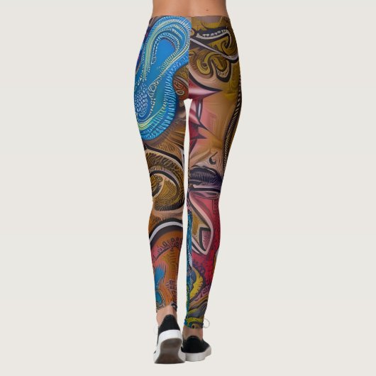 Belles Leggings d'Art Abstrait Traditionnel (Dos)