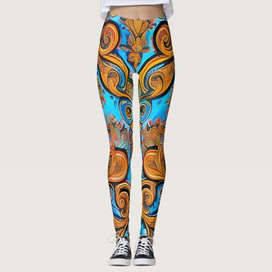 Belles Leggings d'Art Abstrait Traditionnel (Devant)
