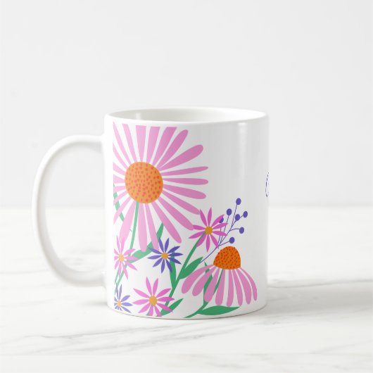 Belles marguerites nom personnalisé tasses (Gauche)