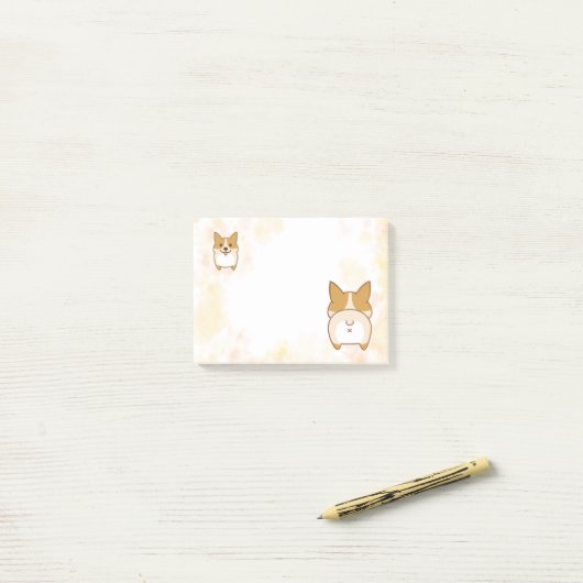 Belles notes de post-it de bout de corgi (Sur un bureau)