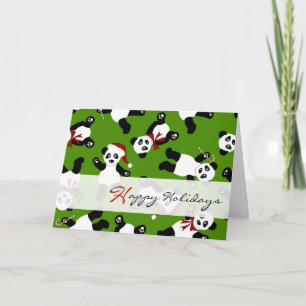 Belles Pandas Joyeuses Vacances Santa Hat Cartes -