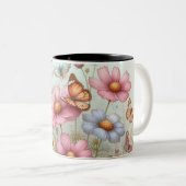 Belles papillons sur des Mugs de fleurs (Devant droit)