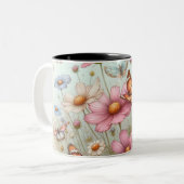 Belles papillons sur des Mugs de fleurs (Devant gauche)