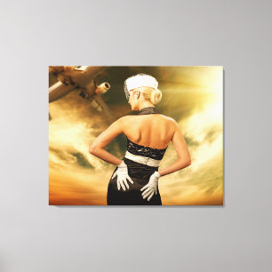 Belles personnes Retro agent de bord toile d'art