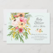Belles pivoines Floral Baby Shower Invitations (Devant)