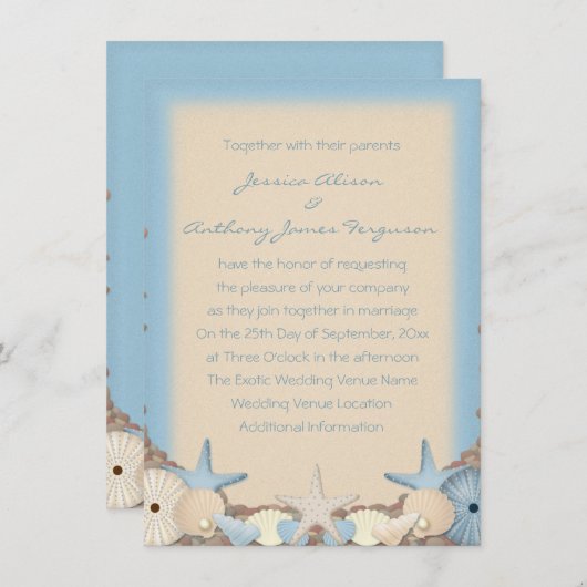 Belles plages tropicales Faire-part de mariage (Devant / Derrière)