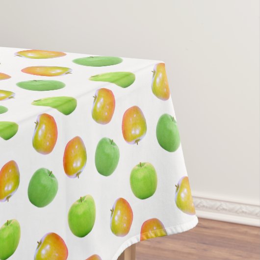 Belles pommes vertes sur nappe blanche (In Situ)